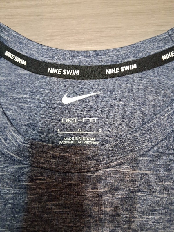 Nike Swim Dri-Fit Shirt Large Heather Blue Short Sleeve UPF 40+ Pre-owned gallery
