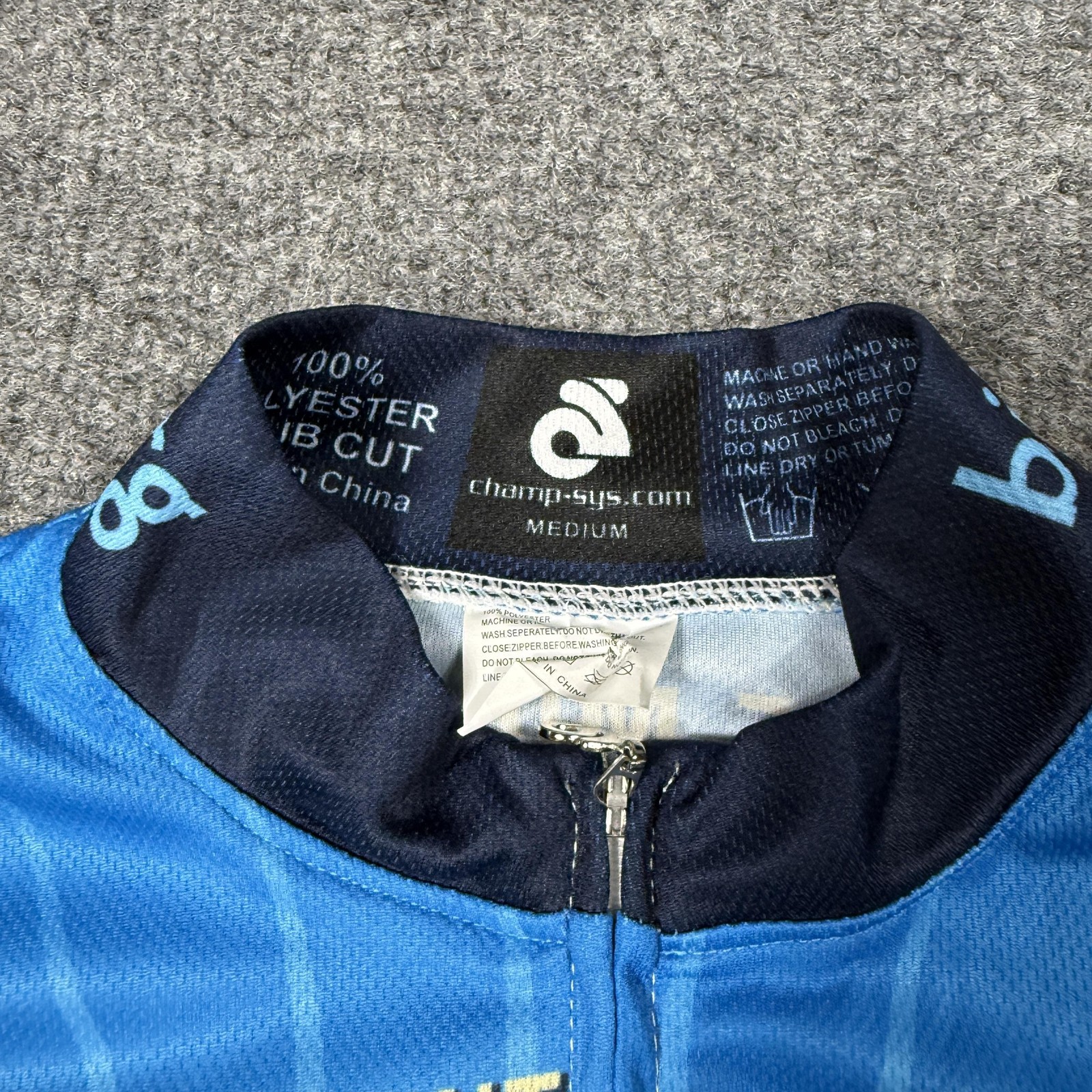 Champion System Cycling Jersey Shirt Mens Medium Blue Full Zip MS Tour De Farms gallery