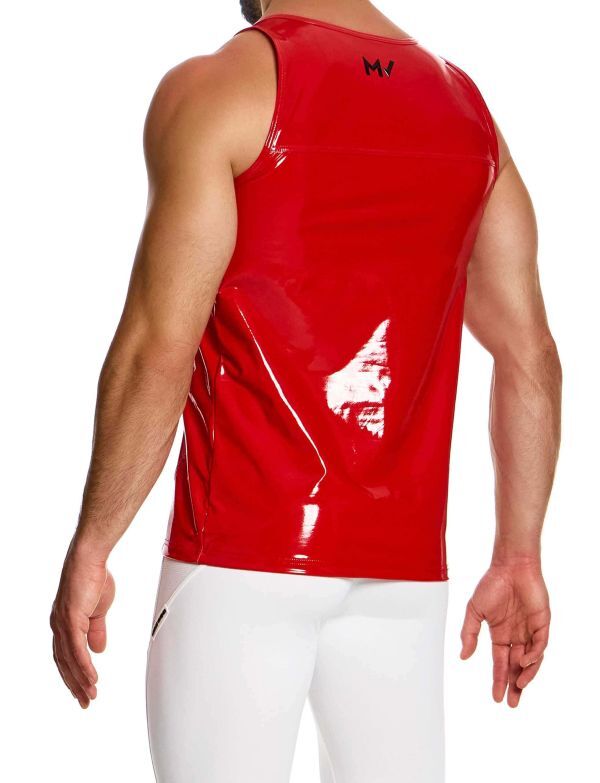 Modus Vivendi Tight Fit Tank Top Viral Vinyl Shiny Glossy Red 08031 B50 gallery