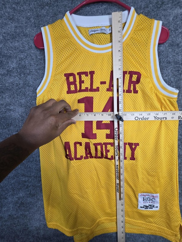 Bel-Air Academy Jersey Mens Medium Yellow Will Smith #14 Fresh Prince TV Show gallery