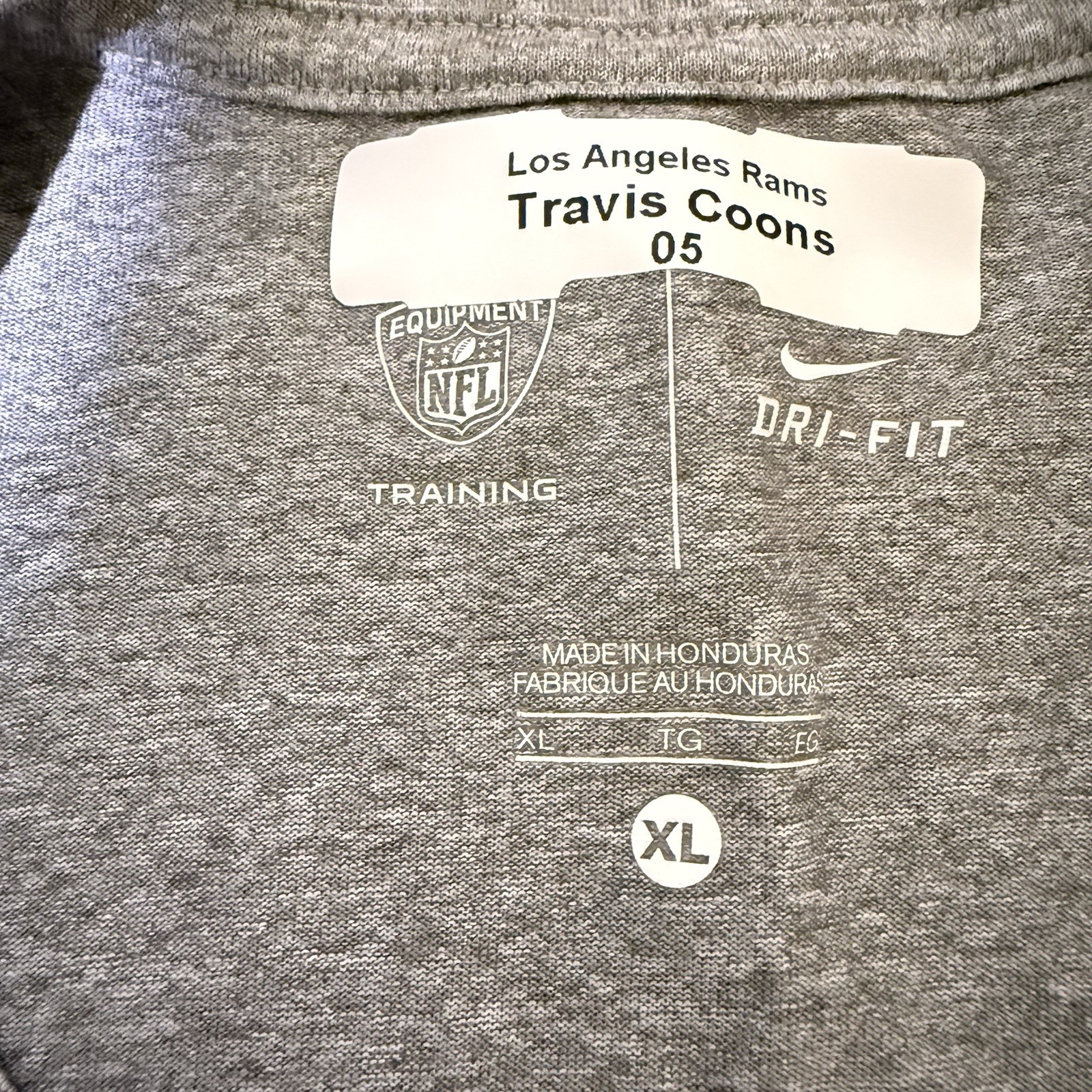 Nike Dri Fit Long Sleeve XL Travis Coons LA Rams Practice On Field Gray 2017 gallery