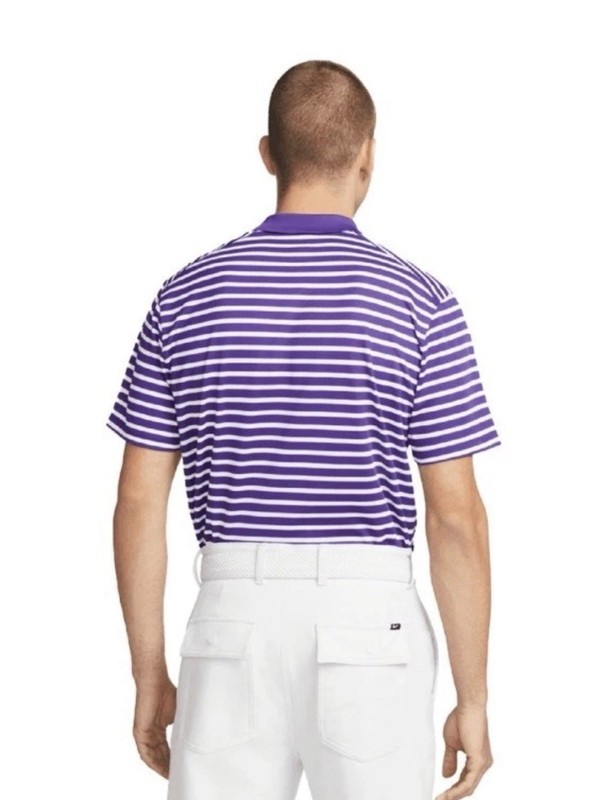 Nike Court Dri-FIT Victory Golf Purple Striped Polo Athletic Shirt Mens 2XL New gallery