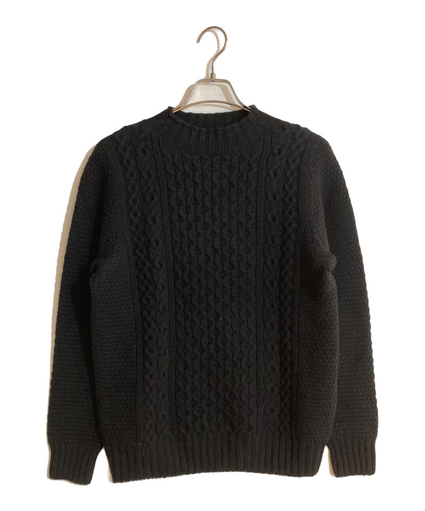Drumohr Aran cable mock neck knit Size: 48 Black 21-15-0634-899 Men