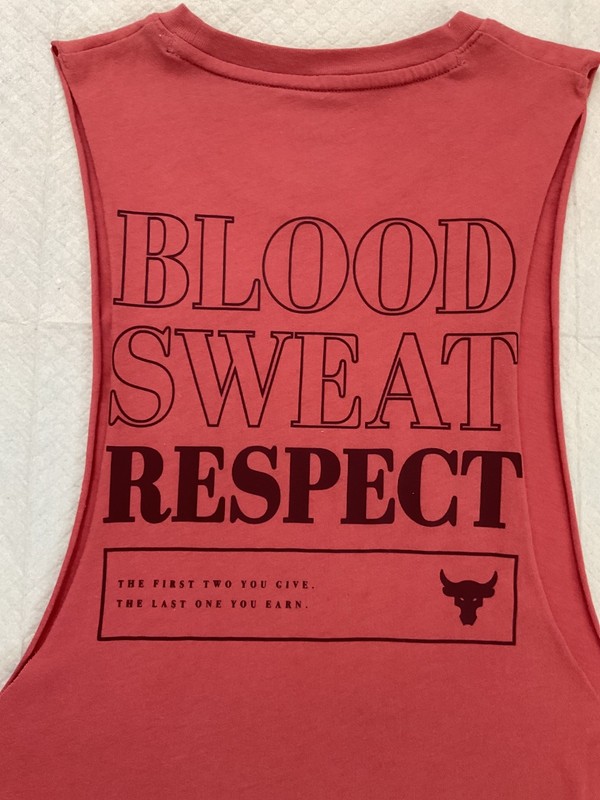 MENS BSR UNDER ARMOUR PROJECT ROCK BLOOD SWEAT RESPECT TANK TOP MAUVE SMALL gallery