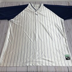 Vintage PUMA Pin Stripe Satin Warm Up Baseball Basketball Jersey Mens XXL White