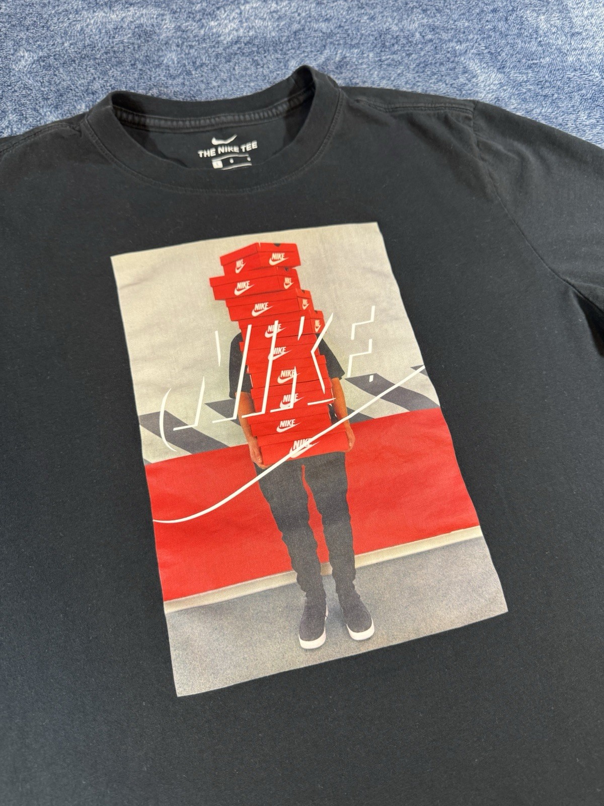Nike Shirt Men's Large Stacked Shoe Boxes Graphic Tee Black gallery