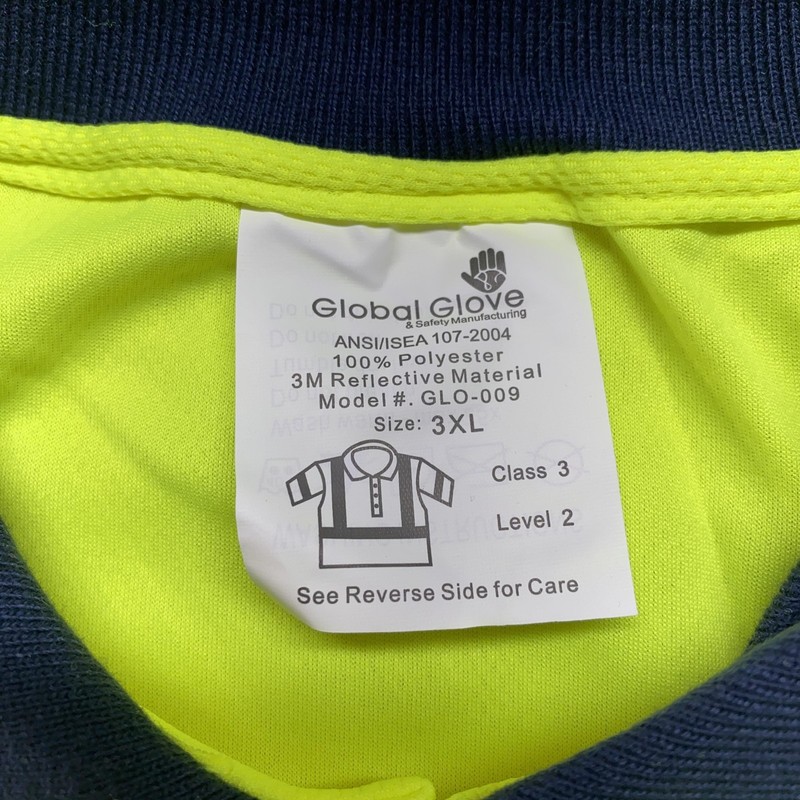 Global Glove Polo Shirt Mens 3XL High Visibility 3M Reflective Safety Work gallery