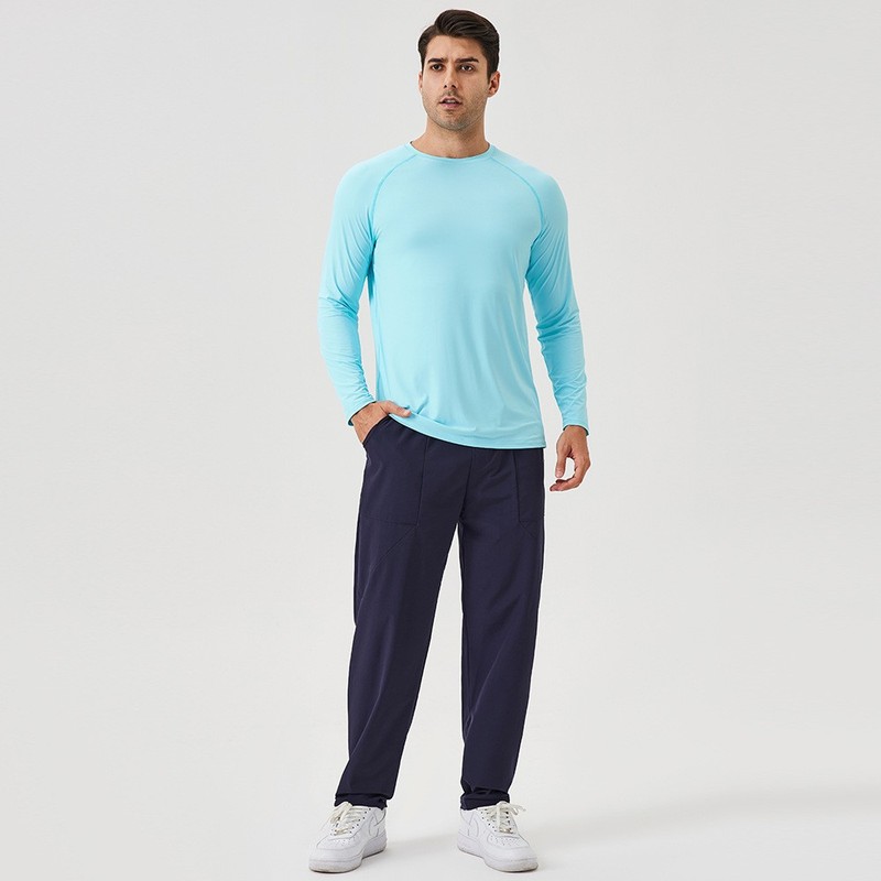 Men's Ice Silk Sun Protection Long Sleeved T-Shirt Loose Fitting Breathable Top gallery