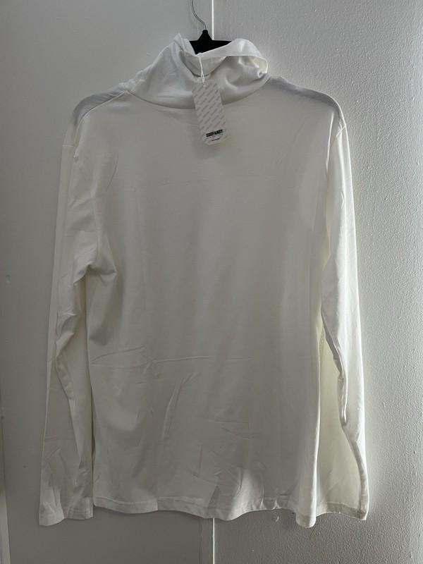 Men's White Mock Neck Long Sleeve Compression T-Shirt Athletic Fit Size L gallery