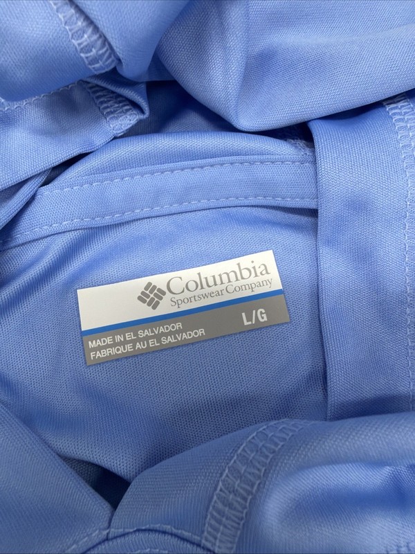 Columbia PFG Hoodie Shirt Men L Blue Long Sleeve Omni Shade Fishing Performance gallery
