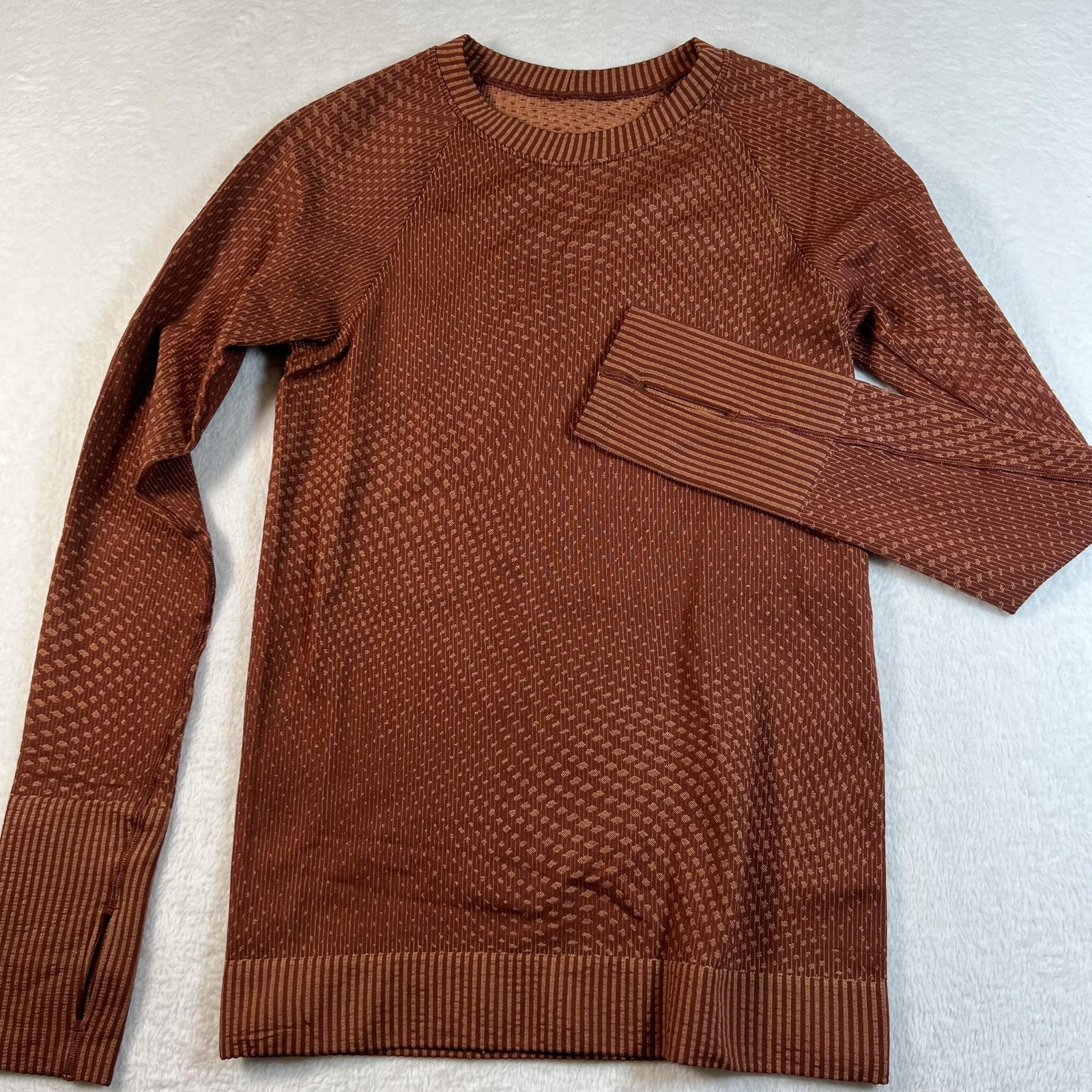 Lululemon Rest Less Engineered Warmth Mens XS Brown Long Sleeve Running Base gallery