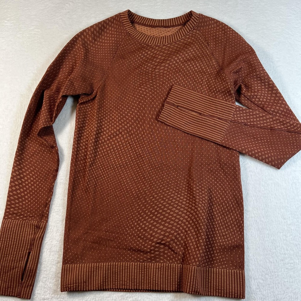 Lululemon Rest Less Engineered Warmth Mens XS Brown Long Sleeve Running Base
