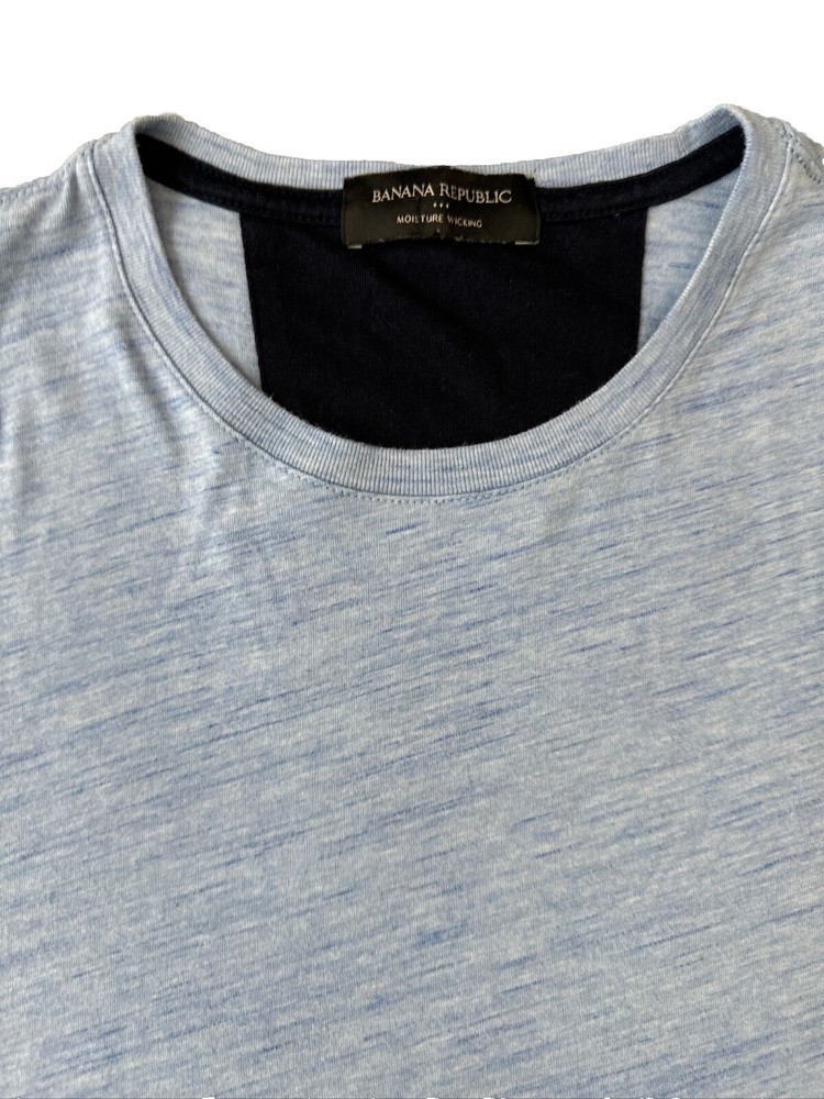 Banana Republic T-Shirt Mens M Blue Space Dye Long Sleeve Moisture Wicking Crew