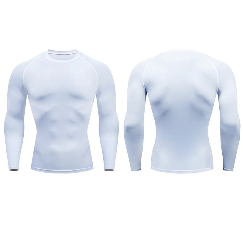 Men Compression Running T-shirt Fitness Tight Long Sleeve Sport Shirts Training gallery