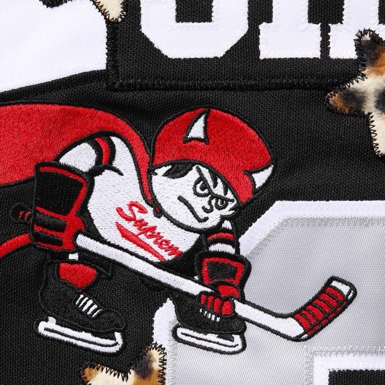 Supreme Fire & Ice Hockey Jersey Black Grey Embroidered FW25 NEW - Size Large gallery