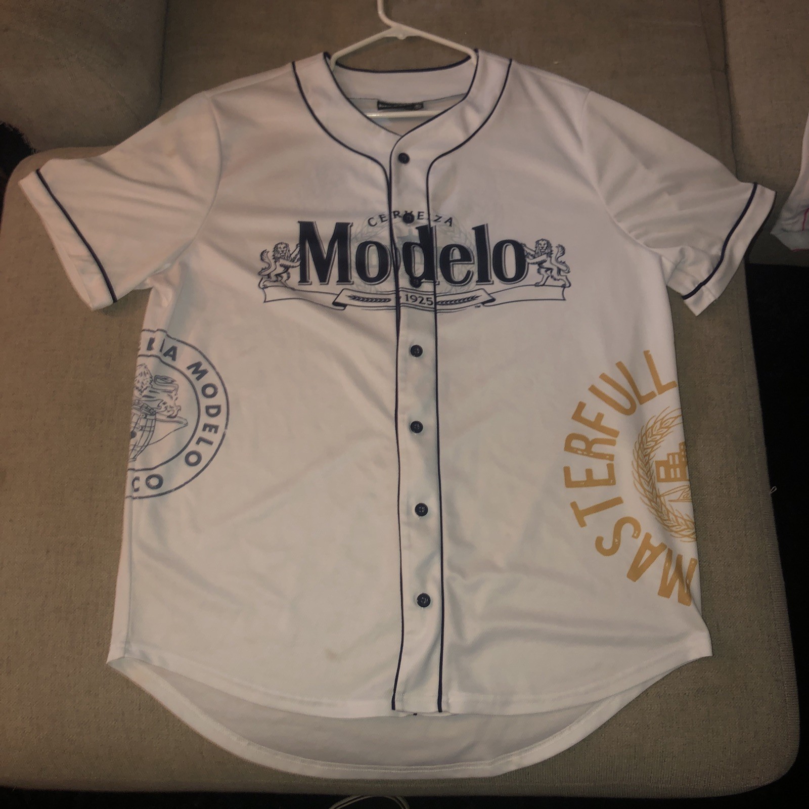 Cerveza Modelo White Unisex Baseball Jersey Size Adult X Large-READ DESCRIPTION gallery