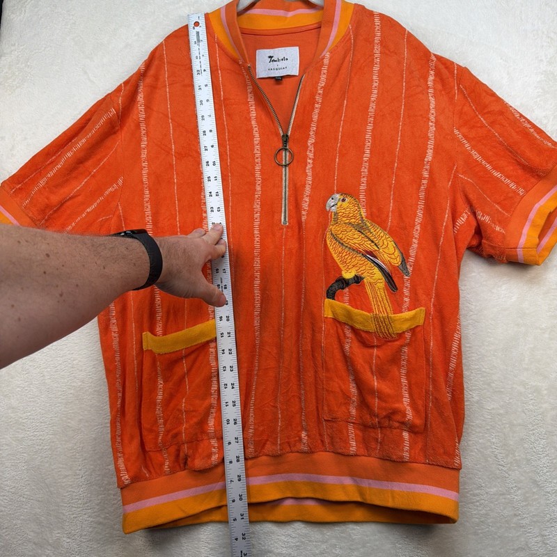 Tombolo x Vasquiat Terry Cloth Quarter Zip Shirt Men’s XXL Orange Parrot Pocket gallery