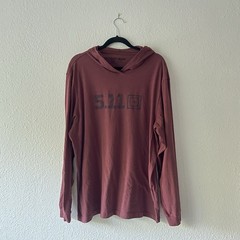 5.11 Tactical Hooded Long Sleeve Shirt Mens 2XL Burgundy Logo Lightweight Tee