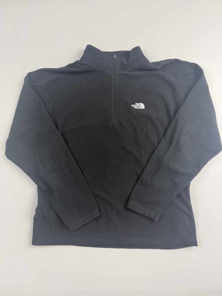 The North Face Pullover Mens Medium Black TKA 100 Fleece Quarter Zip Hiking