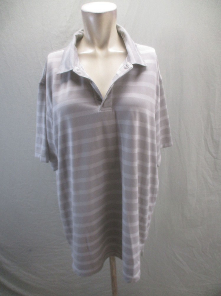 Bolle Size XL Mens Gray Striped Short Sleeve Collared Athletic Casual Polo 961