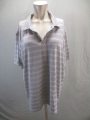 Bolle Size XL Mens Gray Striped Short Sleeve Collared Athletic Casual Polo 961