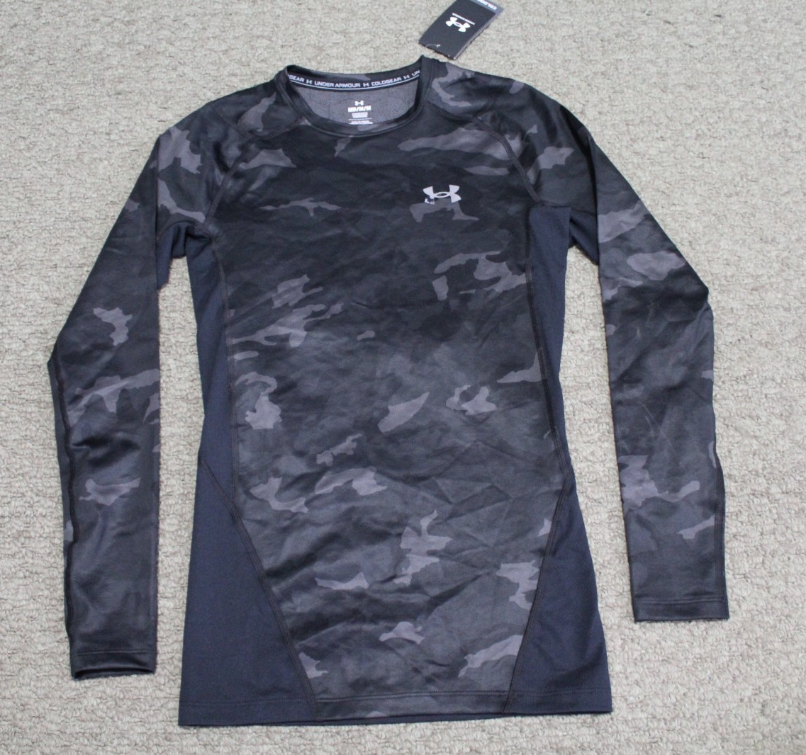 NWT Under Armour ColdGear Infrared DSG CGI Black Camo Print Compression Shirt M gallery