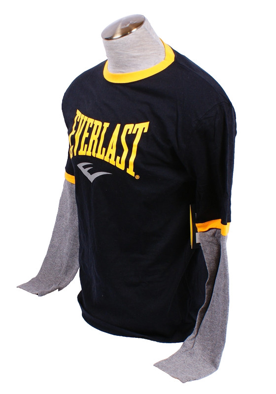 Everlast Men's M Black Gray Layered Long Sleeve Tee T Shirt Crew Neck Cotton gallery