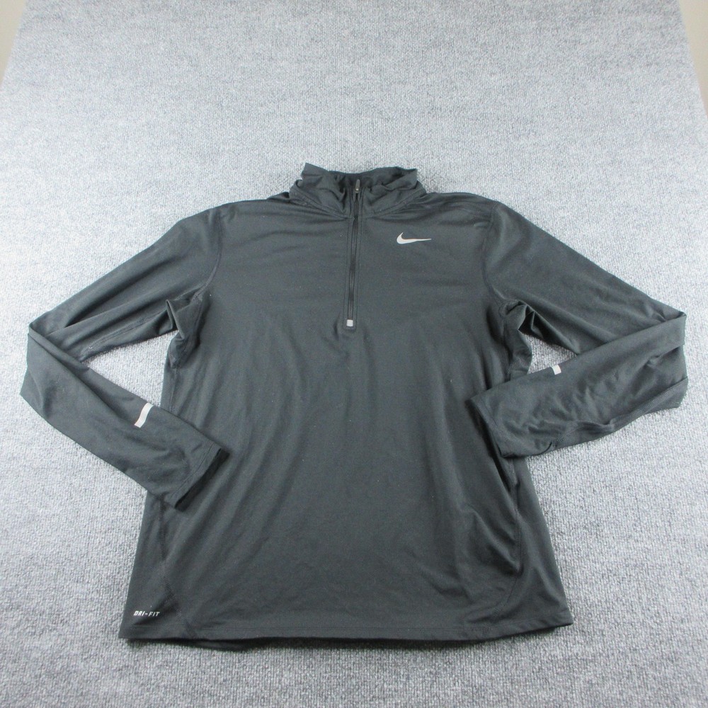 Nike Dri-FIT Pullover Mens L Black 1/4 Zip Long Sleeve Running Training