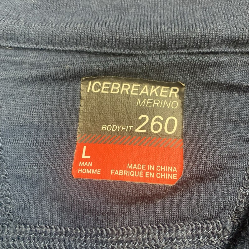 Icebreaker Bodyfit 260 1/4 Zip Pullover Men L Blue Stripe Merino Wool Thumbholes gallery