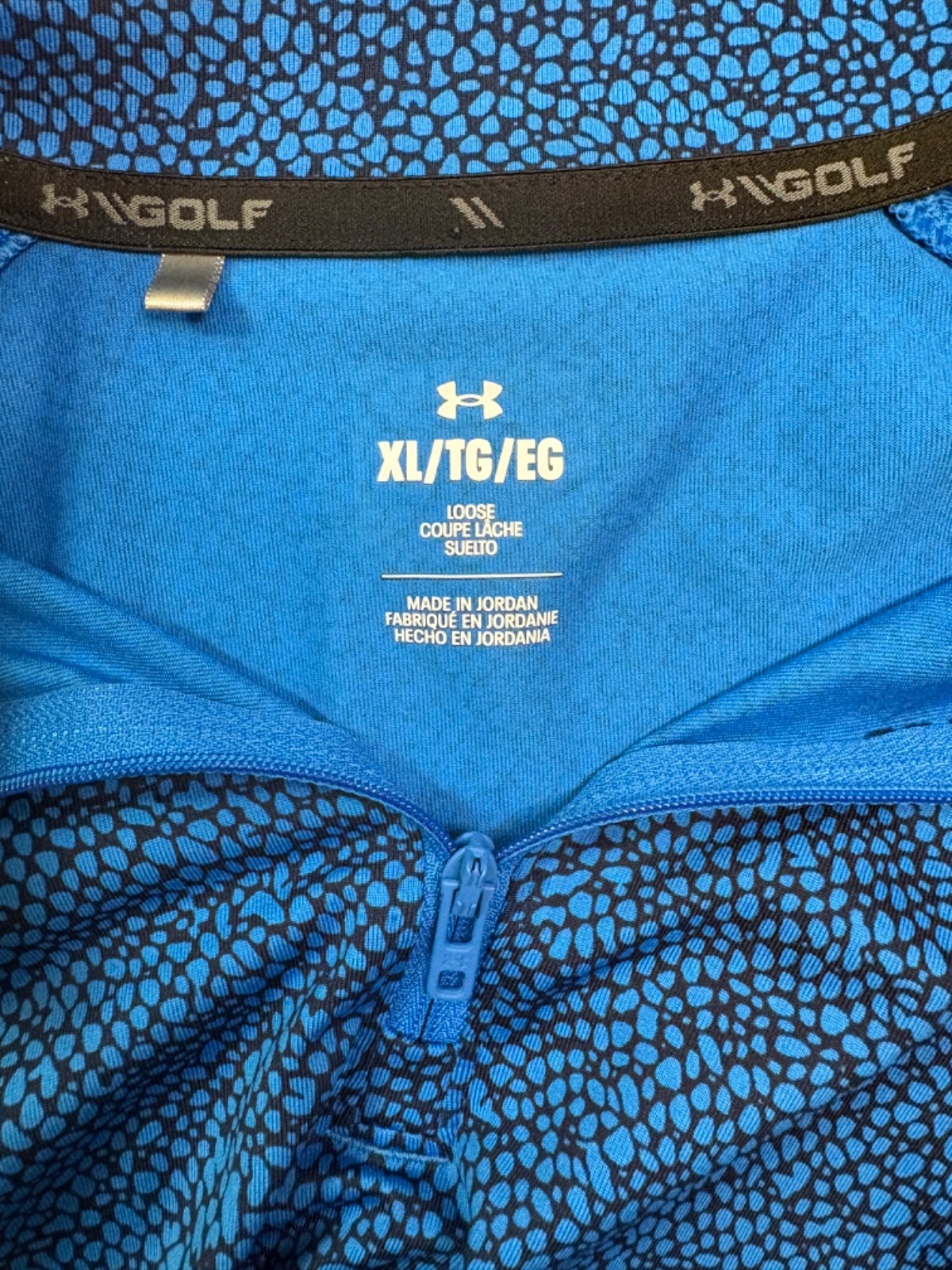 Men’s XLarge Under Armour Storm Golf Pullover Blue Pebble pattern Made in Jordan gallery