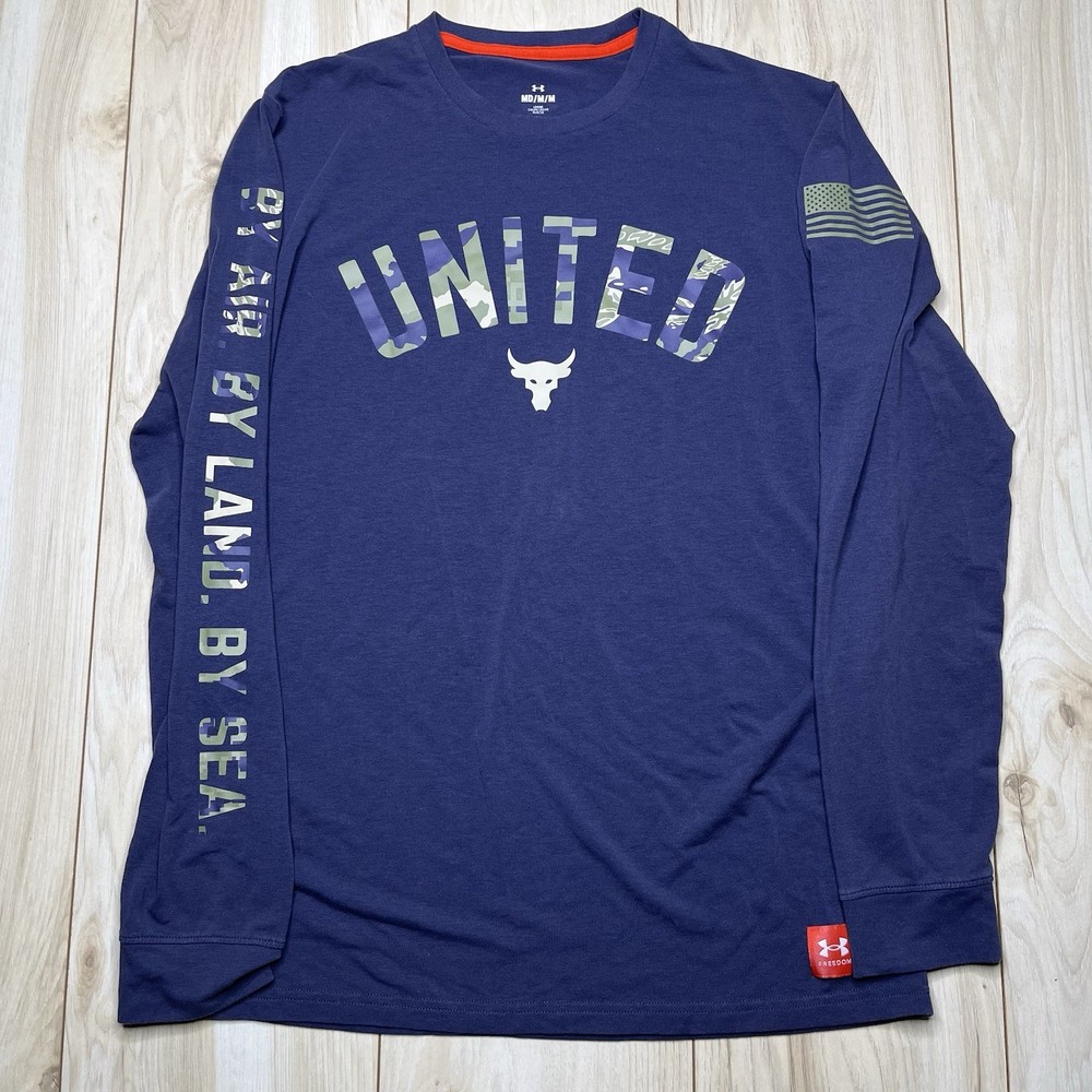 Under Armour Project Rock Veterans Day United Long Sleeve Shirt Mens Medium