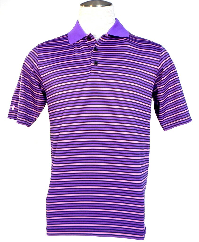 Under Armour Golf Purple & Pink Stripe Short Sleeve Polo Shirt Men's NWT gallery