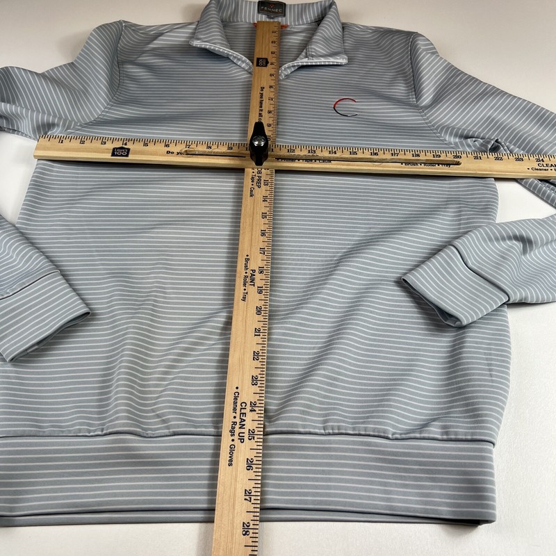 Fennec Highly Evolved Men's Medium Gray White Striped 1/4 Zip Clear Sports Logo gallery
