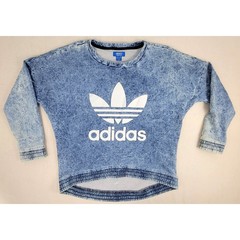 Rare Adidas Originals Acid Wash Sweatshirt Men XL Denim Look Trefoil Y2K