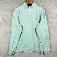 Rhoback Performance 1/4 Zip Mens XL Green Casual Solid Golf Preppy