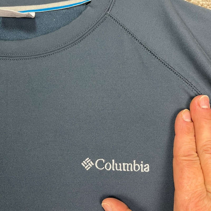 Columbia Pullover Mens Large Blue Long Sleeve Stretch Performance Fleece EUC gallery