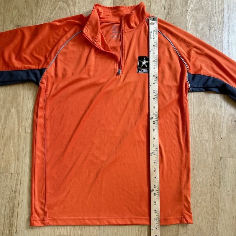 US Army Orange 1/4 Zip Performance Pullover - Men Medium - J America Sportswear gallery