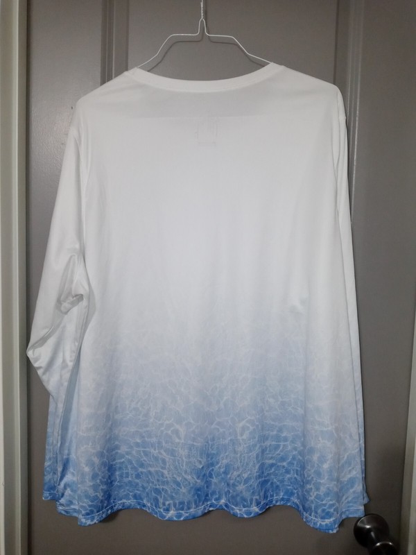 Guy Harvey Fishing Shirt Performance Long Sleeve White Blue Logo Male or Female gallery