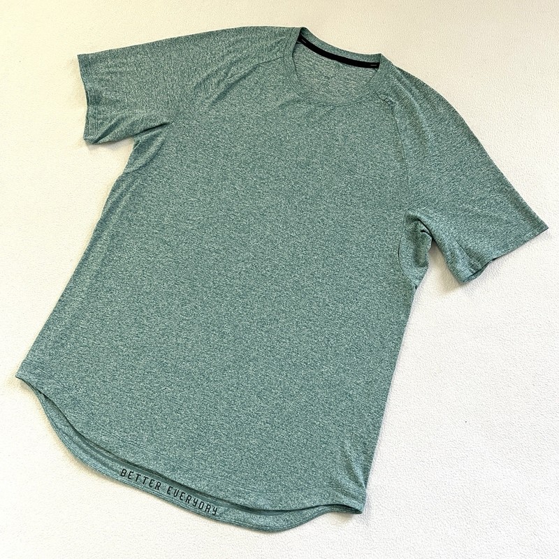 Lululemon Men Heathered Teal Lagoon Green Drysense Training Short Sleeve Shirt L gallery