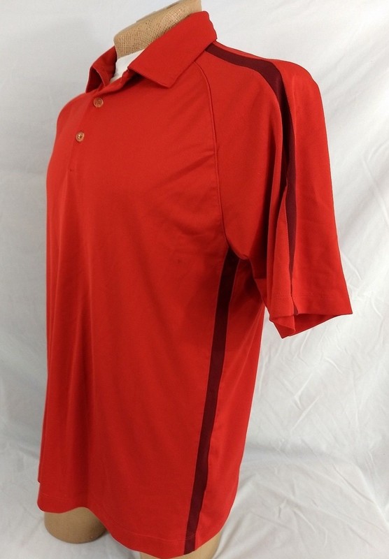 NIKE FIT DRY GOLF POLO SPORT SHIRT Mens L Deep Red & Burgundy Wine Accents gallery