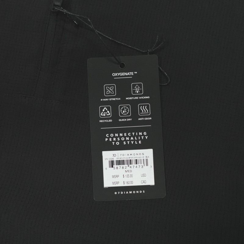 7 Diamonds Oxygenate 1/4 Zip Pullover Size M Anti-Odor Quick Dry Stretch Black gallery