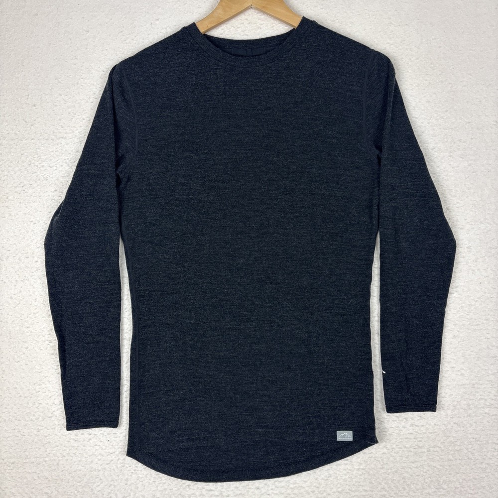 Merino Tech Mens S Base Layer Long Sleeve Shirt Superfine Merino 250 Wool Black