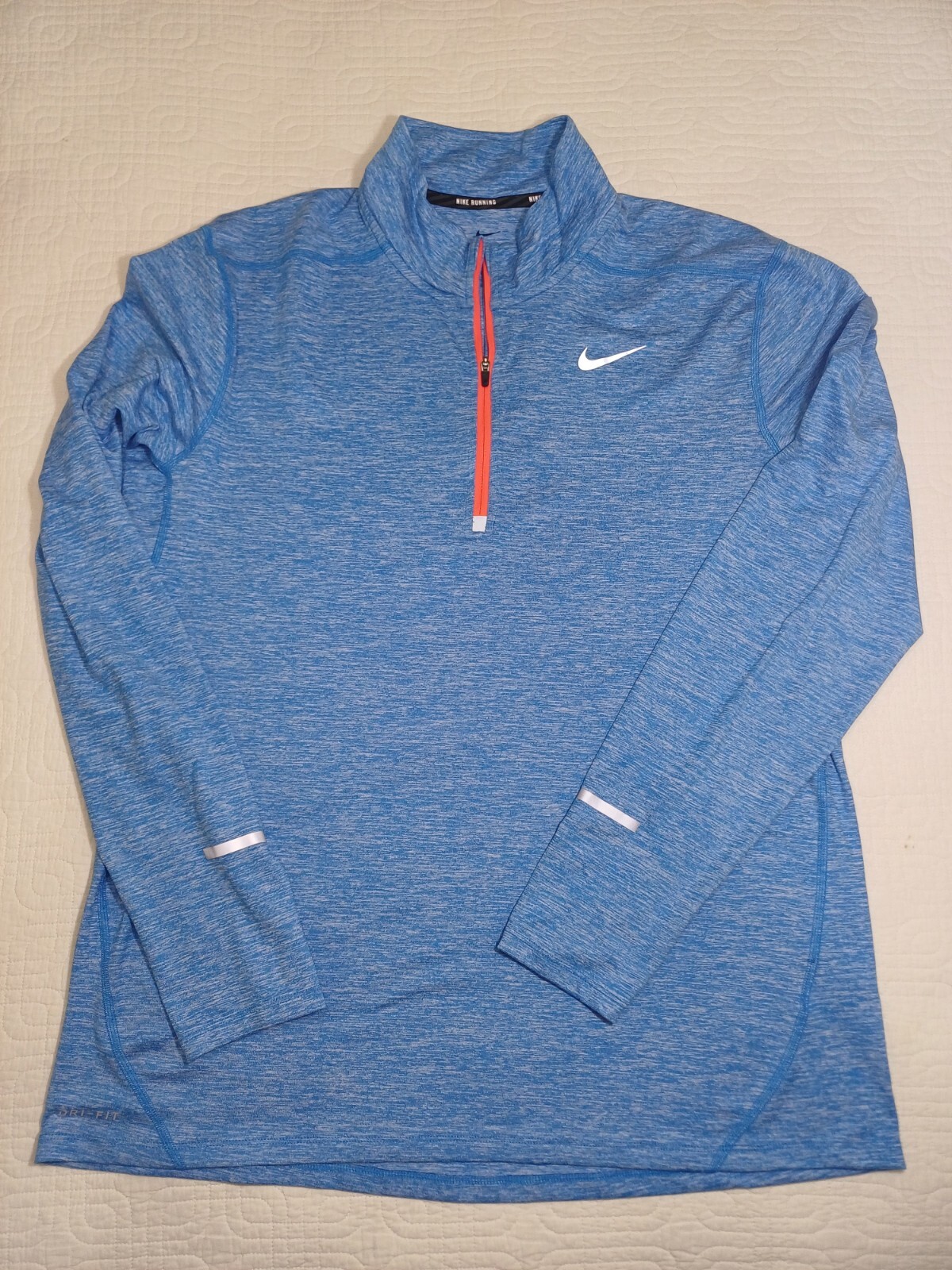 Nike 1/4 Zip Running Top Dri-Fit Thumbholes Royal Blue Mens Size Large gallery