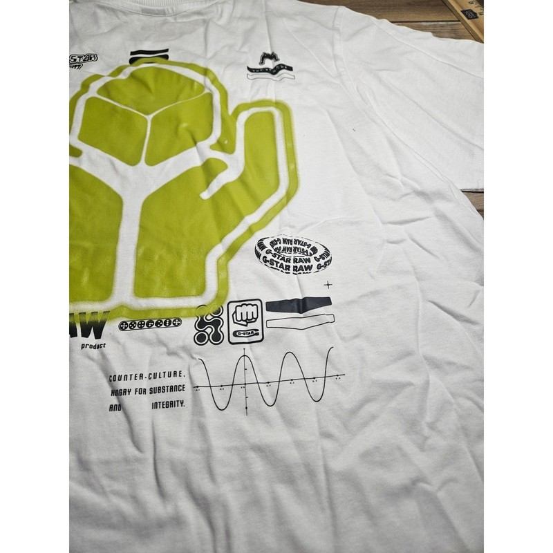 G Star Raw Mens T Shirt White Yellow Size Large gallery