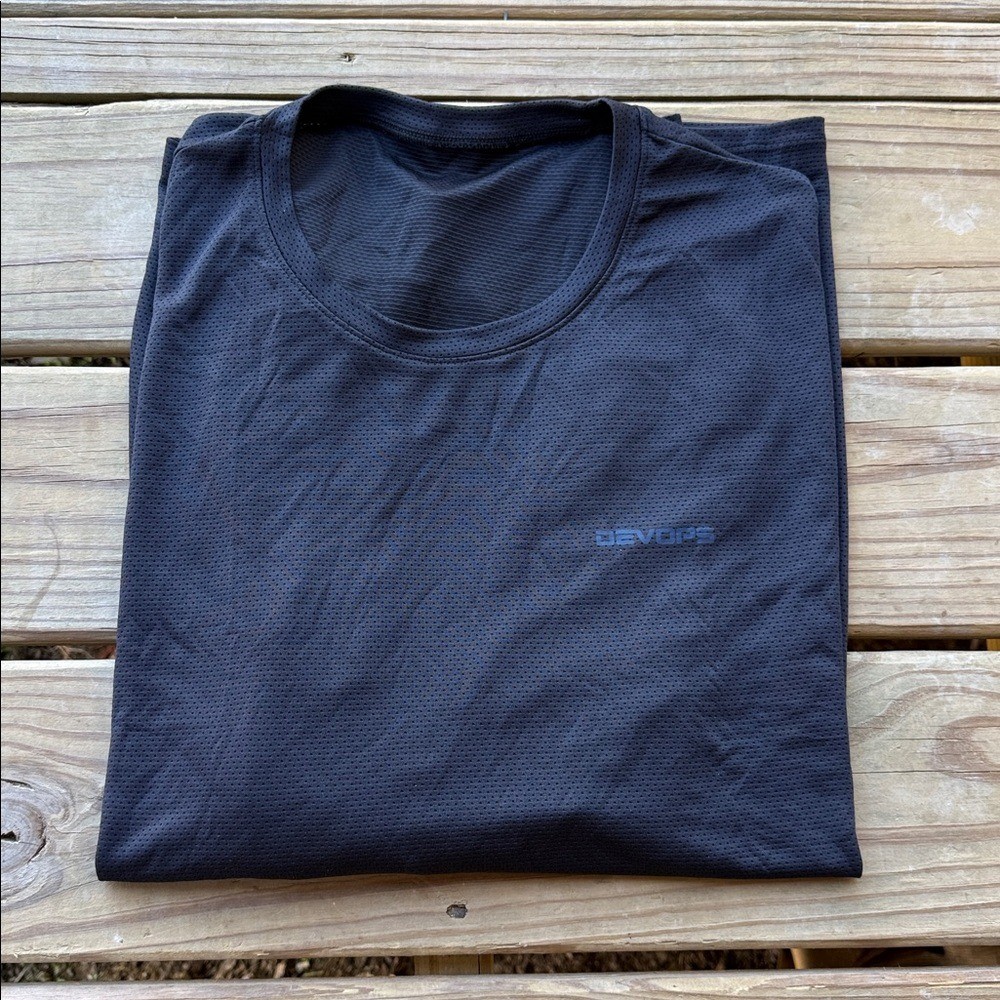 Devops Black Mesh Crewneck Men's 3XL Short Sleeve Dry Fit T-Shirt Athletic Shirt gallery