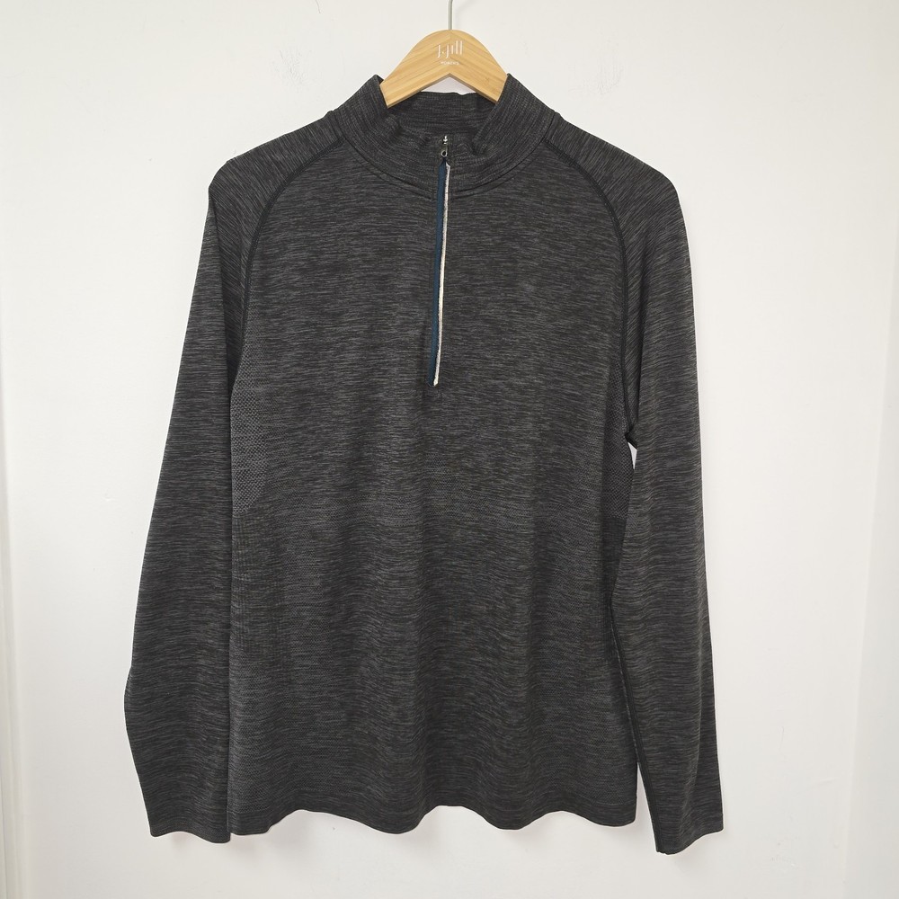 Lululemon Metal Vent Tech 1/2 Zip Pullover Men's XL Heather Deep Coal Black