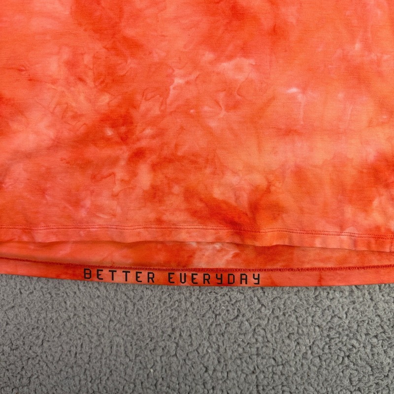 Lululemon License To Train Shirt Mens XL Orange Tie Dye Short Sleeve Raglan LTT gallery