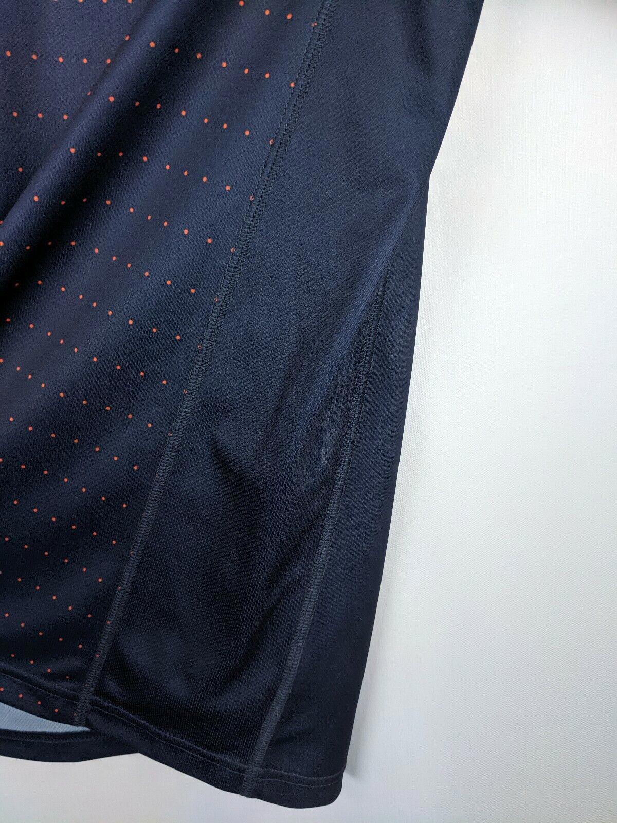 Orange Polka Dotted Athletic Shirt Mens Medium Navy Blue Player 10 gallery