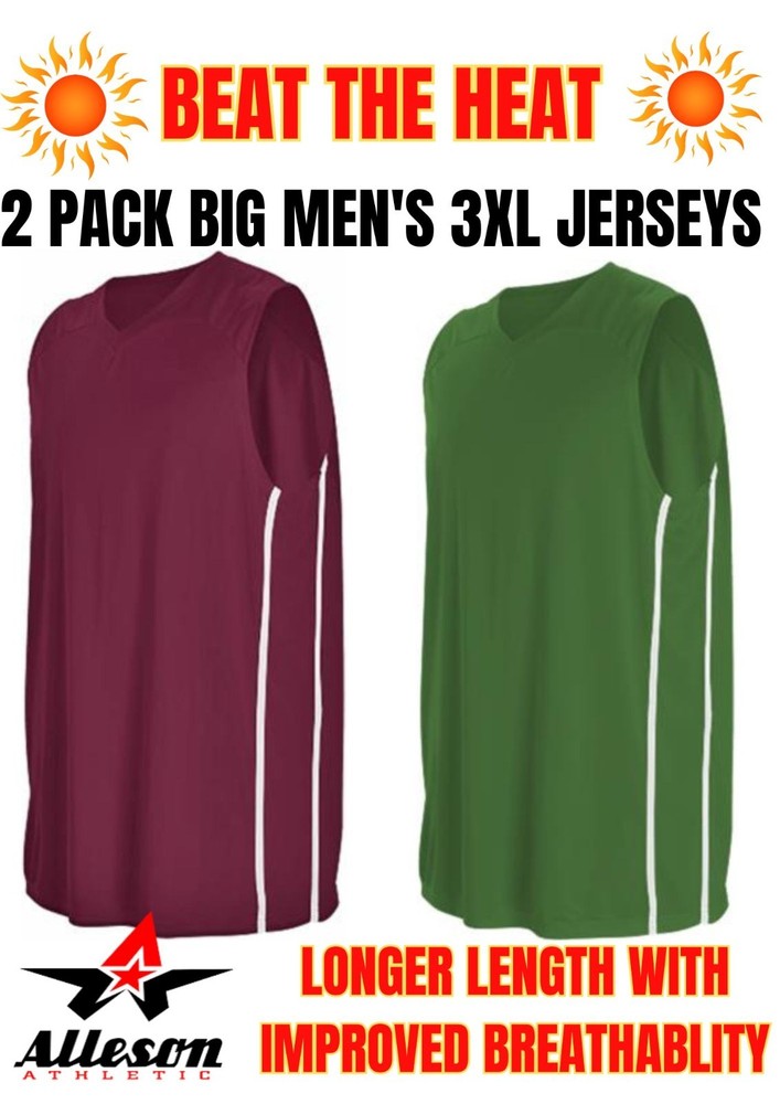 Big Men's 3x Alleson Cool & Comfyl Jersey's 2 Pack Value Lot New Free Shipping