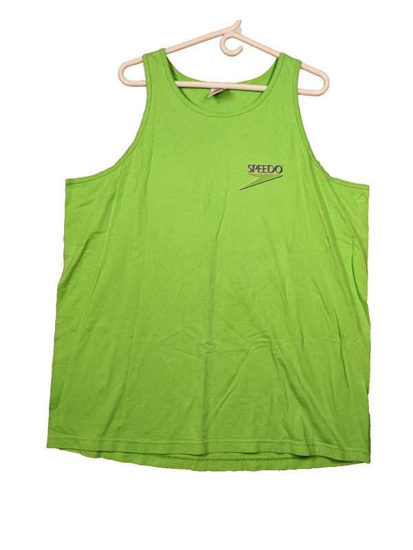 Speedo Men XL Neon Green Team Volleyball Graphic 90s Vintage Cotton Tank Top gallery